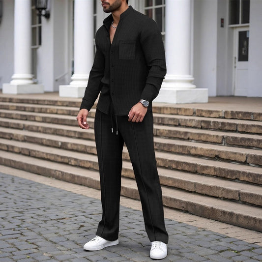 Men's Casual Waffle Two-Piece Set