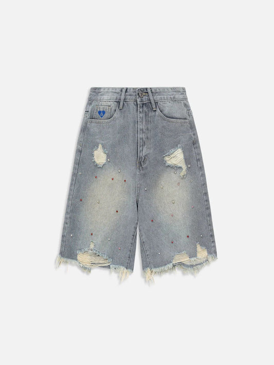 Rhinestone Distressed Jorts