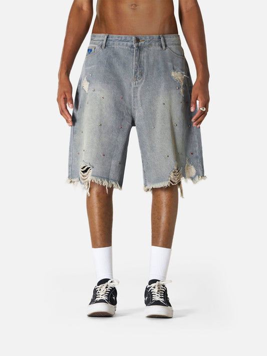 Rhinestone Distressed Jorts
