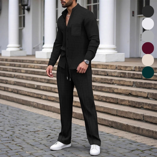 Men's Casual Waffle Two-Piece Set